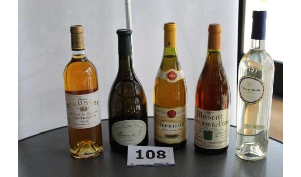 5 div flessen à 75cl witte wijn, wo Chateau Maïme, Chateau Rieussec Sauternes